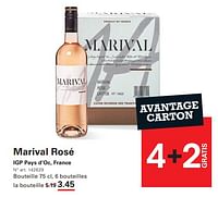 Promotions Marival rosé igp pays d’oc - Vins rosé - Valide de 12/09/2024 à 30/09/2024 chez Sligro