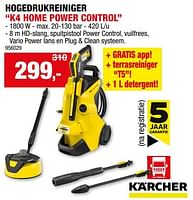 Promoties Kärcher hogedrukreiniger k4 home power control - Kärcher - Geldig van 11/09/2024 tot 22/09/2024 bij Hubo