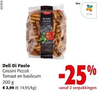 Promoties Deli di paolo grissini piccoli tomaat en basilicum - Deli Di Paolo - Geldig van 11/09/2024 tot 24/09/2024 bij Colruyt