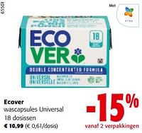 Promoties Ecover wascapsules universal - Ecover - Geldig van 11/09/2024 tot 24/09/2024 bij Colruyt