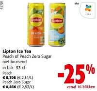 Promoties Lipton ice tea peach of peach zero sugar niet-bruisend - Lipton - Geldig van 11/09/2024 tot 24/09/2024 bij Colruyt