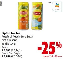 Lipton ice tea peach of peach zero sugar niet-bruisend