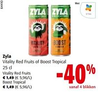 Promoties Zyla vitality red fruits of boost tropical - zyla - Geldig van 11/09/2024 tot 24/09/2024 bij Colruyt