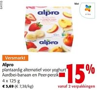 Alpro plantaardig alternatief voor yoghurt aardbei-banaan en peer-perzik-Alpro