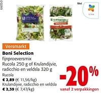 Promoties Boni selection fijnproeversmix rucola of krulandijvie, radicchio en veldsla - Boni - Geldig van 11/09/2024 tot 24/09/2024 bij Colruyt