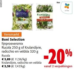 Boni selection fijnproeversmix rucola of krulandijvie, radicchio en veldsla