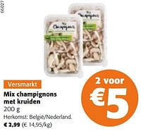 Promoties Mix champignons met kruiden - Huismerk - Colruyt - Geldig van 11/09/2024 tot 24/09/2024 bij Colruyt