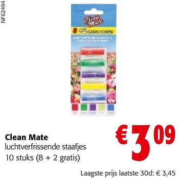 Promoties Clean mate luchtverfrissende staafjes - CleanMate - Geldig van 11/09/2024 tot 24/09/2024 bij Colruyt