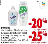 Sunlight alle douche- of badproducten uitgezonderd stukken zeep-Sunlight