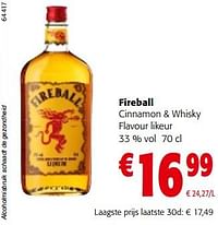 Fireball cinnamon + whisky flavour likeur-Fireball