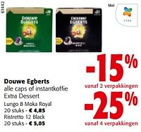 Promoties Douwe egberts alle caps of instantkoffie extra dessert - Douwe Egberts - Geldig van 11/09/2024 tot 24/09/2024 bij Colruyt