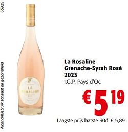 La rosaline grenache-syrah rosé 2023 i.g.p. pays d’oc