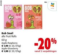 Promoties Bob snail alle fruit rolls - Bob Snail - Geldig van 11/09/2024 tot 24/09/2024 bij Colruyt