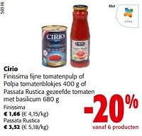 Cirio finissima fijne tomatenpulp of polpa tomatenblokjes of passata rustica gezeefde tomaten met basilicum-CIRIO