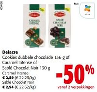 Promoties Delacre cookies dubbele chocolade of caramel intense of sablé chocolat noir - Delacre - Geldig van 11/09/2024 tot 24/09/2024 bij Colruyt