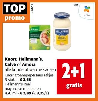 Promoties Knorr, hellmann’s, calvé of amora alle koude of warme sauzen - Huismerk - Colruyt - Geldig van 11/09/2024 tot 24/09/2024 bij Colruyt