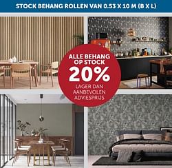 Alle behang op stock 20% lager dan aanbevolen adviesprijs