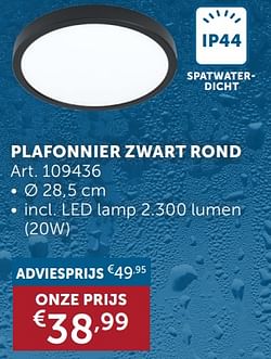 Plafonnier zwart rond