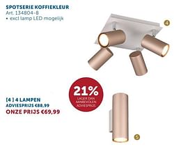 Spotserie koffiekleur 4 lampen