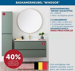 Badkamermeubel dotan eucalyptus kolomkast