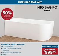 Hoekbad hero mat wit-Mio Bagno