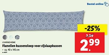 Promoties Flanellen kussensloop voor zijslaapkussen - Livarno - Geldig van 18/09/2024 tot 24/09/2024 bij Lidl