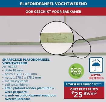 Promoties Sharpclick plafondpaneel vochtwerend - Huismerk - Zelfbouwmarkt - Geldig van 17/09/2024 tot 14/10/2024 bij Zelfbouwmarkt