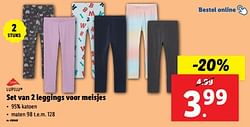 Set van 2 leggings voor meisjes