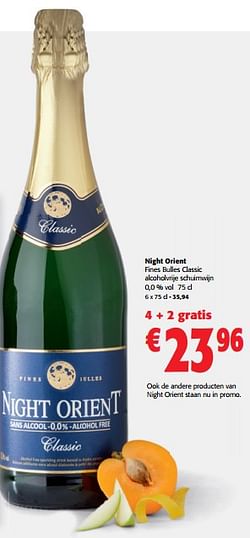 Night orient fines bulles classic alcoholvrije schuimwijn