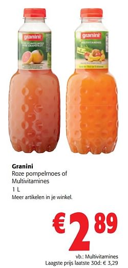 Granini roze pompelmoes of multivitamines