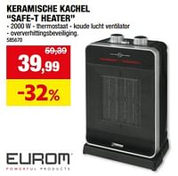 Promoties Eurom keramische kachel safe-t heater - Eurom - Geldig van 11/09/2024 tot 22/09/2024 bij Hubo