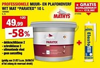 Professionele muur- en plafondverf wit mat paratex-Mathys