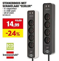 Stekkerdoos met schakelaar ecolor-Brennenstuhl