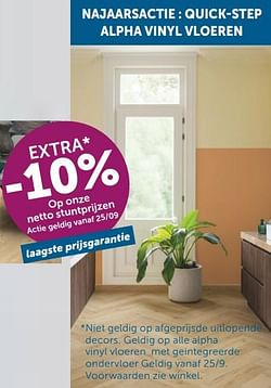 Quick-step alpha vinyl vloeren extra -10% op onze netto stuntprijzen