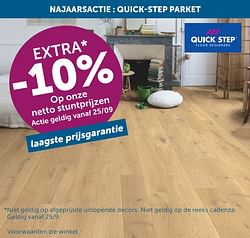 Quick-step parket extra -10% op onze netto stuntprijzen