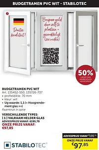 Budgetramen pvc wit valraam helder glas-Stabilotec