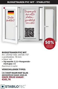 Budgetramen pvc wit vast raam mat glas-Stabilotec