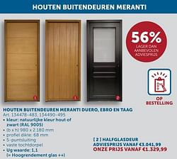 Buitendeuren meranti halfglasdeur