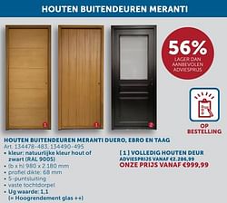 Buitendeuren meranti volledig houten deur