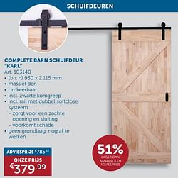 Complete barn schuifdeur karl