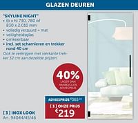 Glazen deur skyline night inox look-Huismerk - Zelfbouwmarkt