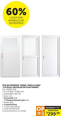 Pvc buitendeur nono, tano + lobo