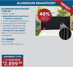 Aluminium draaipoort line up dubbel