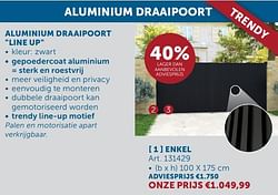 Aluminium draaipoort line up enkel