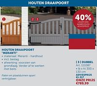 Houten draaipoort meranti dubbel-Huismerk - Zelfbouwmarkt