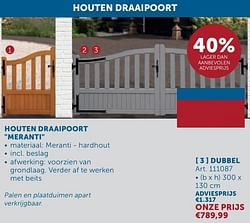 Houten draaipoort meranti dubbel