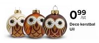 Deco kerstbal uil-Huismerk - Euroshop