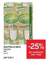 Promoties Halfvolle melk campina - Campina - Geldig van 11/09/2024 tot 24/09/2024 bij Alvo