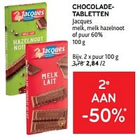 Promoties Chocoladetabletten jacques puur - Jacques - Geldig van 11/09/2024 tot 24/09/2024 bij Alvo