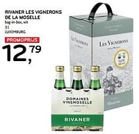 Promoties Rivaner les vignerons de la moselle bag-in-box, wit - Witte wijnen - Geldig van 11/09/2024 tot 24/09/2024 bij Alvo